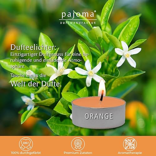 pajoma Lot de 90 bougies chauffe-plat parfumées - 3 x 30 bougies parfumées - Plusieurs parfums au choix (orange) - Nail Gallerys