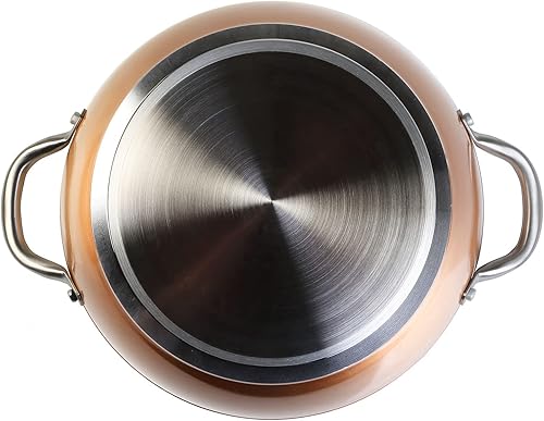 WECOOK! Professional Casserole basse induction 28 cm, antiadhésive écologique sans PFOA, aluminium forgé, couleur cuivre, 2,8 mm, poignées en acier inoxydable, vitrocéramique, gaz, four - Nail Gallerys
