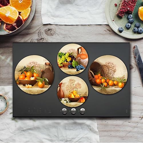 Lot de 4 cache-plaques de cuisson ronds vintage en métal rustique pour cuisinières électriques, cuisinière à gaz, ustensiles de cuisine, décoration de cuisine moderne - Nail Gallerys