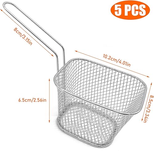 Panier à Frites, 5 Pièces Panier Friteuse Acier Inonxydable, Barquette Frite pour Filtrer les Frites et Autres Aliments - Nail Gallerys