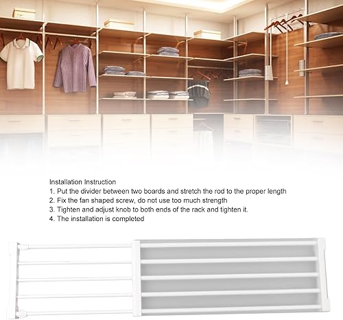 Sonew Étagère Extensible réglable sans Clous pour Placard, séparateur d'armoire, étagère de Rangement pour Armoire (75-120 cm) - Nail Gallerys