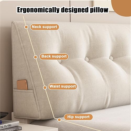 GYCF Coussin de Lecture Compensé, Triangulaire Coussin à Coins,Gros Coussin Canapé Dossier,Traversin Tête de lit Support Arrière Oreiller De Tête De Lit en Coin,Blanc,80 * 50 * 20CM - Nail Gallerys