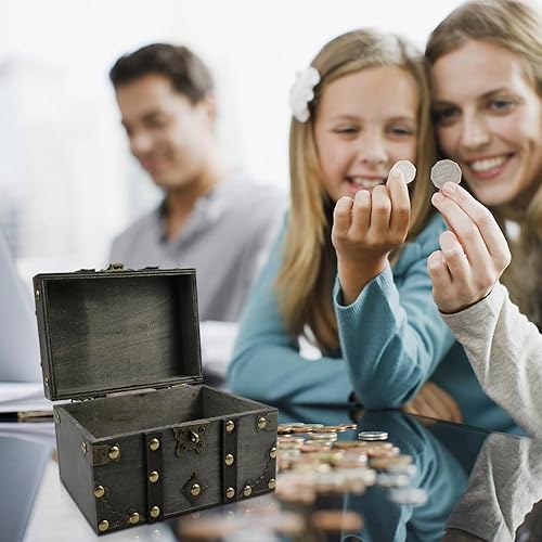 MytaYt Coffre au Tresor en Bois Petite Vintage Boite en Bois avec Cadenas de Passe Coffre de Rangement en Bois Enfant avec Couvercle Coffre Trésor Pirate, 18x11x10cm - Nail Gallerys