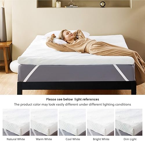 BEDSURE Surmatelas 160x190 Memoire Forme - 7cm sur Matelas 2 Personnes, Epaisseur sur-Matelas pour Adulte Mémoire de Forme avec Housse Amovible et Lavable Blanc - Nail Gallerys