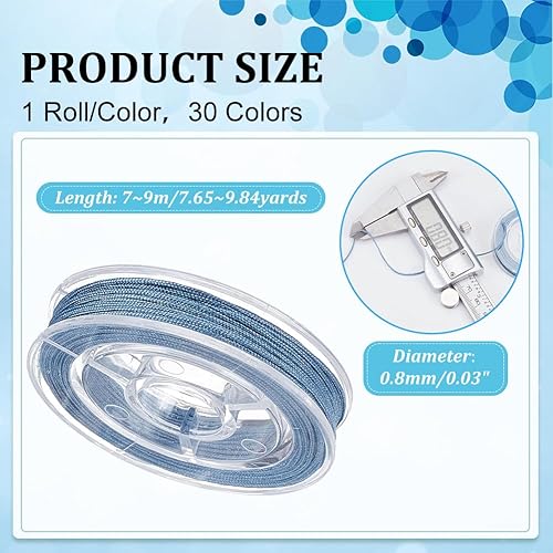 PH PandaHall Ficelle en Nylon de 210m Ficelle de Perles de 0.8 mm Fil de Nylon 30 Couleurs Cordon de Nouage Chinois Chaîne de Bracelet Ficelle Tressée pour Bracelets Colliers Fabrication de Bijoux - Nail Gallerys