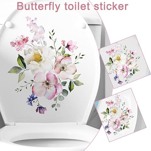 PLGEBR Autocollants floraux pour toilettes, salle de bain, motif fleurs, autocollant mural, autocollant pour porte, siège, maison - Nail Gallerys