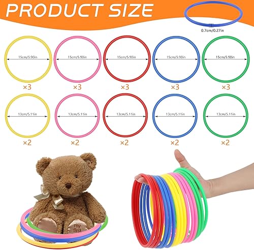 25 Pièces Jeu D'anneau en Plastique, 15cm & 13cm Jouets Anneaux Lancer en 5 Couleurs, Lancer D'anneaux Colorés, Anneaux De Lancer en Plastique pour Enfants, Jeux Favor Party - Nail Gallerys
