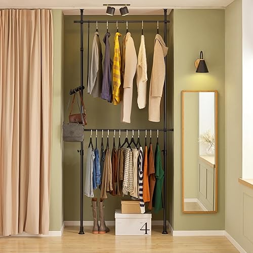SoBuy FRG109 Télescope Garde-Robe Système Herkule, 2 Barres Portant de vêtement largeur (77-112cm) x hauteur (103-278cm) - Nail Gallerys
