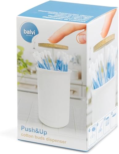 Balvi Distributeur de Coton-tiges Push & Up Couleur Blanc Distributeur de Coton-tiges Bois/Plastique - Nail Gallerys