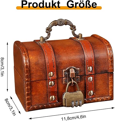 Boite avec Cadenas,Coffre au Trésor en Bois, Coffre au Trésor en Bois avec Serrure, Coffre au Trésor de Rangement en Bois, pour le Rangement et la Décoration, Rouge (11,8 x 8 x 8 cm) - Nail Gallerys