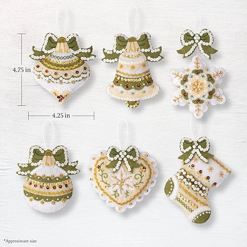 Bucilla Felt Ornaments Applique Kit Set Of 6-Holiday Glitz 89637E - Nail Gallerys