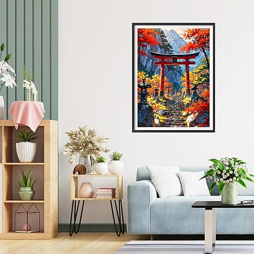 QQYRHN 5D DIY Porte Torii Kits de Peinture Diamant, Complète Escalier Diamond Painting pour Adulte Débutants, Montagnes Art du Diamant, Décoration Murale Maison Peinture au Diamant Avec 30x40 cm - Nail Gallerys