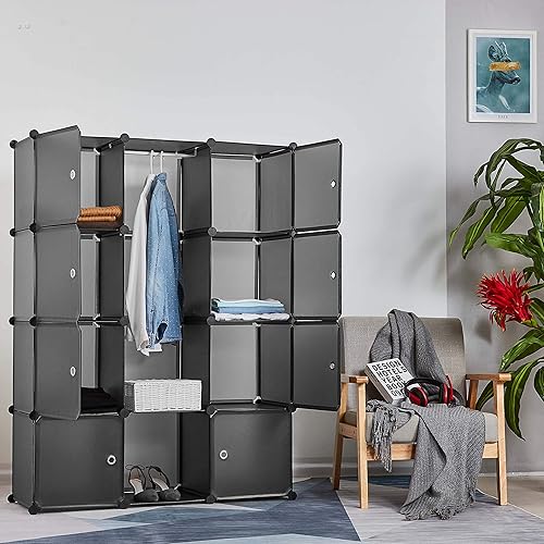 Mondeer Armoire Penderie Portable, Étagère de Rangement, Cubes de Stockage Modulaire en Plastique en métal Stable, Jouets (Translucent Gris, 12 Cubes) - Nail Gallerys