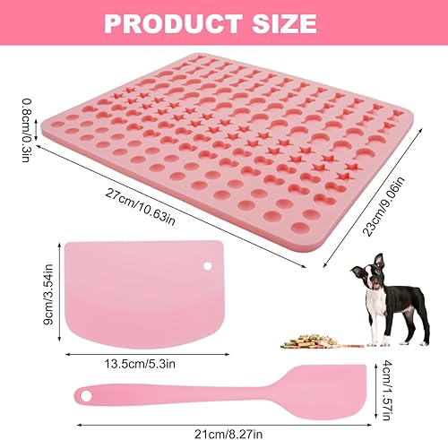 3 Tapis de Cuisson en Silicone pour Biscuits pour Chien,130 Grilles Moule à Friandises pour Chien，Set Moule Nourriture Chien avec Raclette et Spatule à Pâte,Moule pour Chien,Biscuits, Chocolat, Fudge - Nail Gallerys