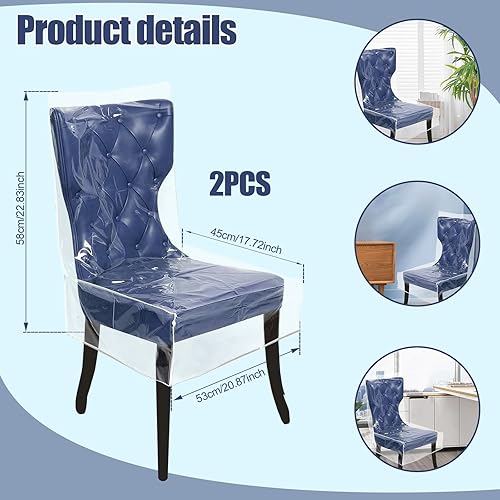 BAODBF Lot de 2 housses de chaise transparentes en PVC imperméable - 58 x 53 x 45 cm - Pour chaise de salle à manger, chaise en rotin, chaise de bureau - Nail Gallerys