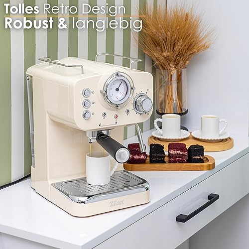 Zilan Machine à expresso avec mousseur à lait - 15 bar - Machine à cappuccino - Porte-filtre - Machine à café - Machine à expresso - Machine à café - Nail Gallerys