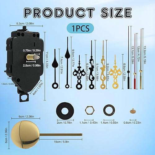 Riybyds Mouvement d'Horloge à Quartz avec Pendule, Kit Complet pour Réparation et Création d'Horloges, Inclut Trois Paires d'Aiguilles, Mécanisme à Piles, pour Horloges Murales Vintage - Nail Gallerys
