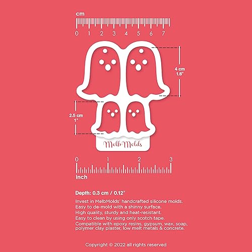 MelbMolds Moule en silicone pour résine époxy en forme de mignon fantôme BOO, Créez des porte-clés d'Halloween, des étiquettes effrayantes pour animaux de compagnie et des boucles d'oreilles d'horreur - Nail Gallerys