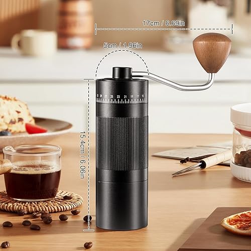 Moulin à café manuel, Moulin à meules léger coniques en acier inoxydable avec 50 réglages de mouture Moulin à café expresso sans plastique avec manche en bois pour la maison, le bureau et les voyages - Nail Gallerys