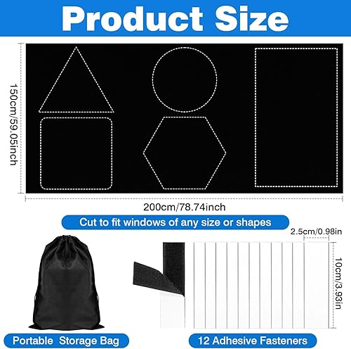 Store Occultant Fenêtre 1.5x2M Tissu Occultant à découper 12 attaches adhésives 100% Rideau Occultant Sans Perçage Stores Occultants Thermiquess'adapter à toutes les tailles de fenêtres, portes - Nail Gallerys