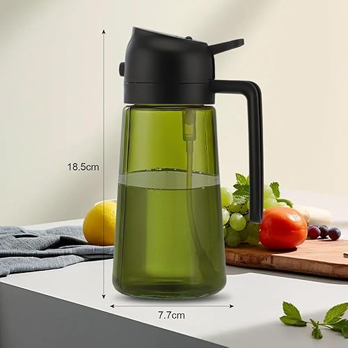 YZROHYI 470 ML Spray Huile Cuisine 2 en 1,Pulverisateur Huile en Verre,Vaporisateur Huile Air Fryer,Cooking Oil Spray Bottle,Bouteille Huile de Cuisson,Distributeur Huile D'Olive et Vinaigre - Noir - Nail Gallerys