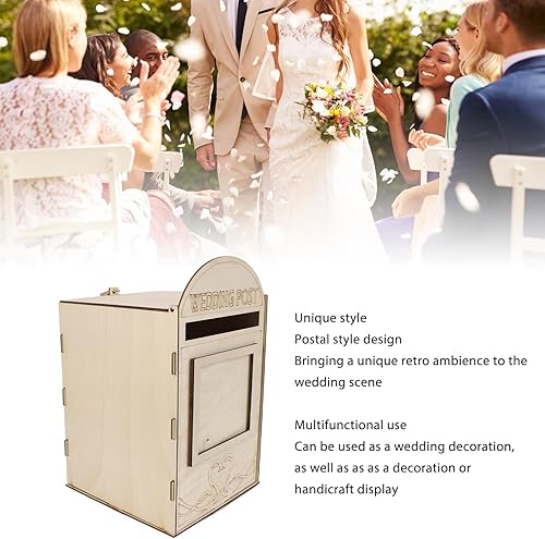 Qukaim Boîte aux lettres de mariage en bois avec clé de verrouillage, boîte aux lettres pour réception, anniversaire de mariage, décoration de fête, JM01618 - Nail Gallerys