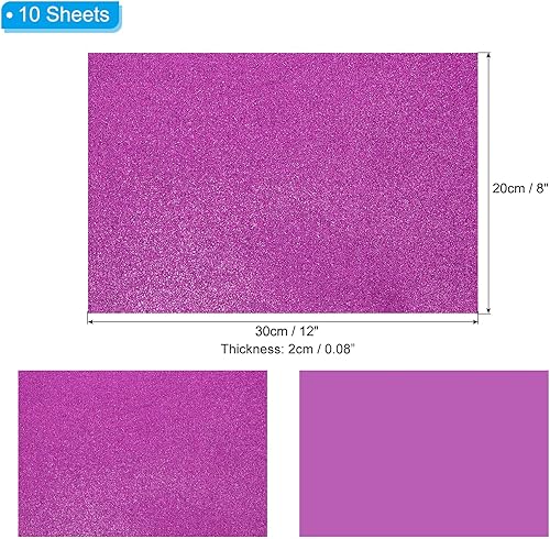 PATIKIL Feuille de Mousse Pailletée EVA Brillante Violette 11 x 8 Pouces 2 mm d'Épaisseur Feutre Pailleté pour Projets d'Artisanat DIY, 10 Pièces - Nail Gallerys