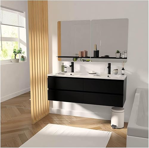 MOB-IN Meuble sous Vasque 120 cm Sorrento Noir Carbone - Nail Gallerys