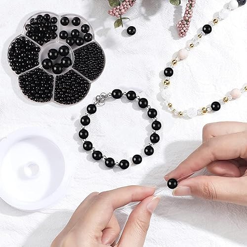 Buer Homie 1150 Perles Rondes En Abs Pour Bracelet 3/4/5/6/8/10/12 Mm, Petite Perle Coudre, Perles NacréEs Perle Ronde (blanc) - Nail Gallerys