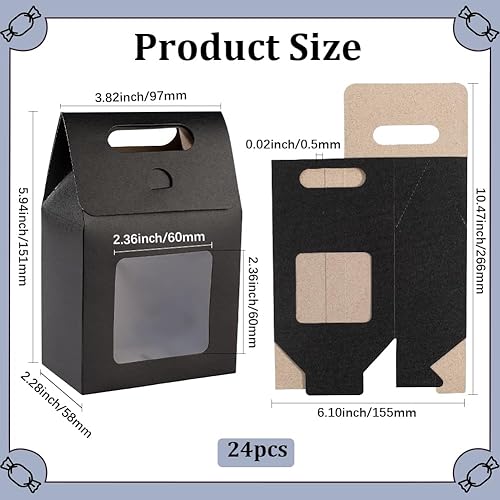 GORGECRAFT 24 Petit Sac Cadeau en Papier Kraft avec Fenêtre Mini Sac Cadeau en Papier avec Poignées Sacs de Rangement de Bonbons pour Biscuits Boulangerie Emballage de Biscuits Fête de Noël Magasin - Nail Gallerys