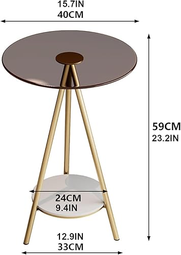 Petite Table Basse À 2 Niveaux, Table D'appoint avec Plateau En Verre Trempé, Table D'appoint Ronde avec Pieds en Métal, pour Salon, Chambre À Coucher, Petit Espace ( Color : Clear , Size : +White ) - Nail Gallerys