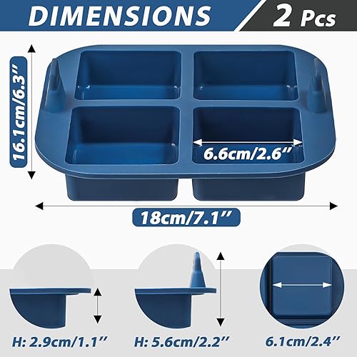 Webake Lot de 2 Moules à Brownie en Silicone à 4 Cavités - Pour Brownie, Morsure et Muffin (Bleu, Gris) - Nail Gallerys