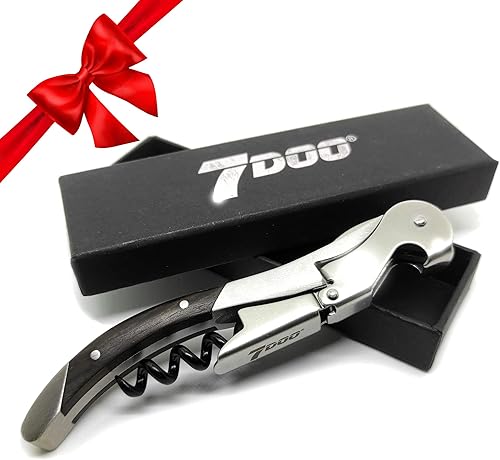 7doo Tire-bouchon professionnel Sommelier en bois d'acier, décapsuleur de vin professionnel, ouvre-bouteille pour bouchons à couronne, tirabuscion Sommelier, cadeaux de Noël originaux (ELITE - BLACK) - Nail Gallerys