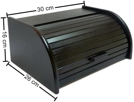 Boîte à pain en bois - Avec couvercle coulissant, Bois dense, noir, Small - Nail Gallerys