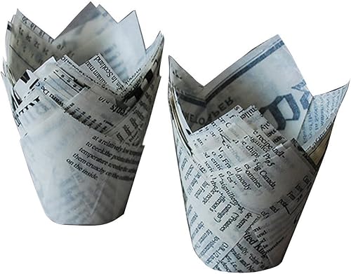 Tininna Lot de 50 caissettes en papier pour cupcakes pour four de type papier journal, effet vieux motifs 100 pcs - Nail Gallerys