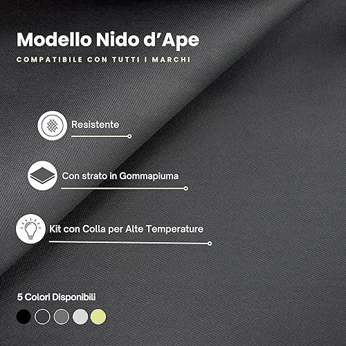 TENDAGGIMANIA Ciel de Toit Voiture - Kit Tissu Velours + Colle Spray/Pinceau Hautes températures- Tissu Ciel de Toit Couleur Gris 184 - Taille Tissus Ciel de Toit L.2,5 MT x H. 1, 5 MT - Nail Gallerys