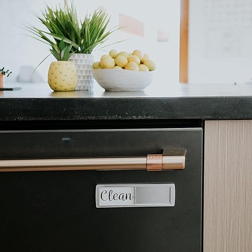 Genkigold Panneau Magnétique Lave-Vaisselle Propre Sale: Bois Rustique Noir et Blanc - Indicateur Universel Fort pour Organisation de Cuisine - Nail Gallerys