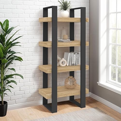 IDMarket - Etagère 4 Niveaux Phoenix Bois et Noir - Nail Gallerys