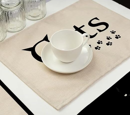ShopINess Napperons de Table à Manger Chats Sets de Table Napperons à l'américaine Chat pour Les Amoureux des Chats (Lot de 4: Combo) - Nail Gallerys