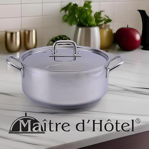 METTMANN PROFESSIONNEL XL Grande marmite inox 36 cm / 14L, compatible Induction, Acier inoxydable 18/10 première qualité, Inox alimentaire 404, Taille XL, Poignées robustes, avec Couvercle (36CM) - Nail Gallerys