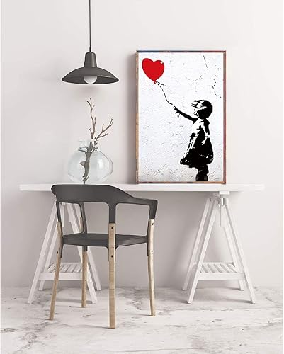 AIVYNA Banksy Poster fille tenant des ballons style rétro noir et blanc Décoration murale sans cadre 50 x 70 cm - Nail Gallerys