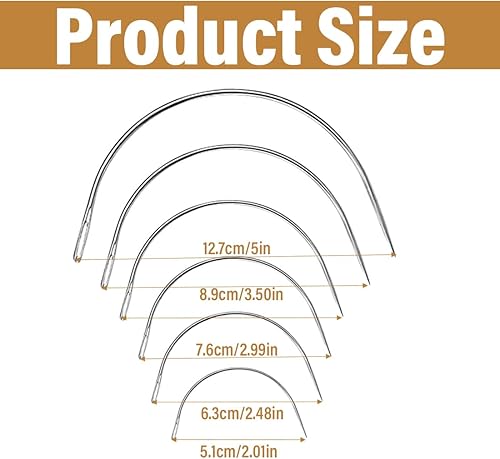 SIRLOMU 12 Pièces Aiguilles à Coudre Courbées, Rondes, pour Cuir Fin, Courbées pour Coudre, pour Rembourrage, à Broder à la Main, pour Cuir, Ustensiles de Couture pour Travail du Cuir - Nail Gallerys