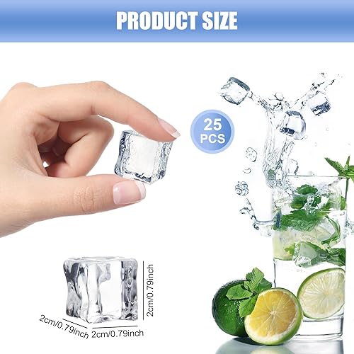 Lot de 50 glaçons artificiels transparents - 20 mm - Réutilisables - Irréguliers - En plastique transparent - Pour la photographie, les accessoires de fête, la décoration de cuisine - Nail Gallerys