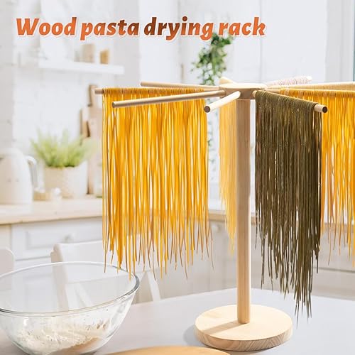 SJDUOCAI Séchoirs à Pâtes,Séchoir à Pates Fraiches en Bois,Pliable Support Nouilles Séchage Accessoire avec 9 Bras Amovible,Séchoir à Spaghetti Compact pour Cuisine,Familles et Amateurs de Pâtes - Nail Gallerys