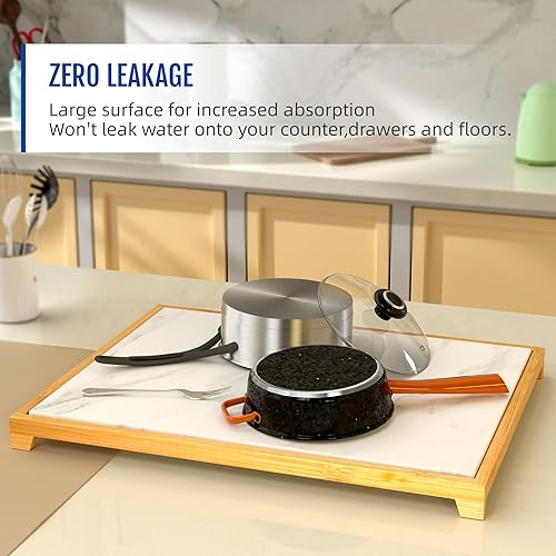 Tapis Séchage Absorbant,Tapis Séchage en Pierre Pour Comptoir Cuisine, Tapis Vaisselle en Bambou，Tapis Terre à Diatomées Pour Comptoir Cuisine（42 x32cm） - Nail Gallerys