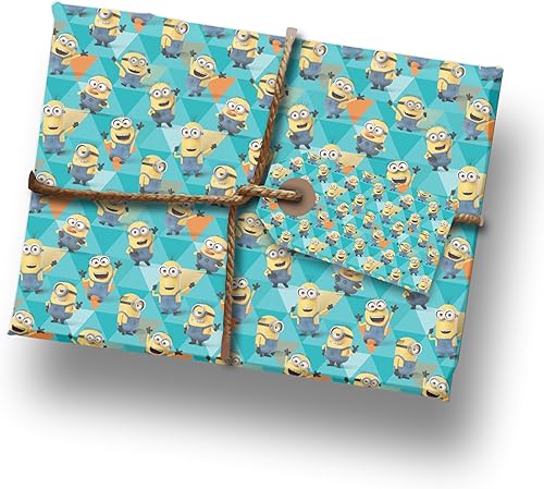 Rouleau de papier cadeau d'anniversaire Motif Minions Moi, moche et méchant 4 m - Nail Gallerys