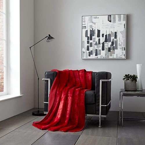 CT Couverture en flanelle Sherpa de luxe super douce et chaude pour canapé et lit (Rouge, King size (200 x 240 cm) - Nail Gallerys