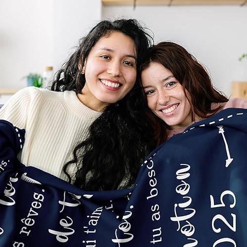 Yesbird Cadeau de Fin d'études, Idéal pour Étudiants Et Diplômés, Cadeau de Fin d'études universitaires, Cadeau d'anniversaire de Fin d'Études et de Noël, Cadeau Femme/Amie Couverture 130x150CM - Nail Gallerys