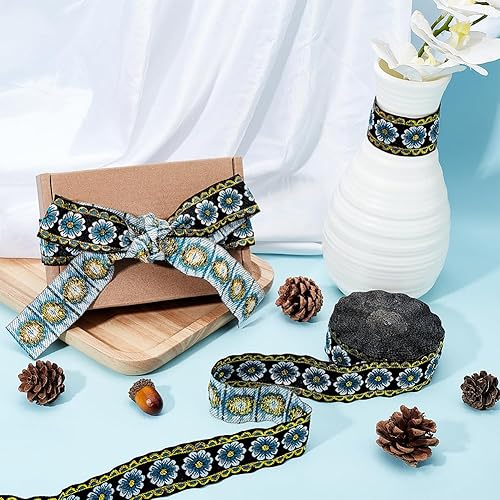 PandaHall 10m Ruban Tissu Vintage, 33mm Garniture tissée brodée florale Garniture en dentelle jacquard ethnique pour les embellissements de couture de vêtements Décoration d'intérieur, Rouge - Nail Gallerys