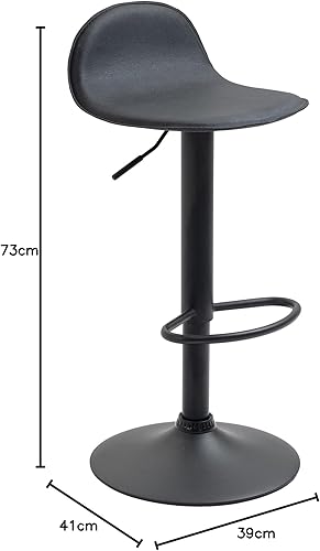 CLP Tabouret De Bar Design Lana V2 Réglable en Hauteur I Chaise Haute De Bistrot avec Dossier Repose-Pied Et Piétement en Métal, Couleur:Noir, Couleur du Cadre:Noir - Nail Gallerys